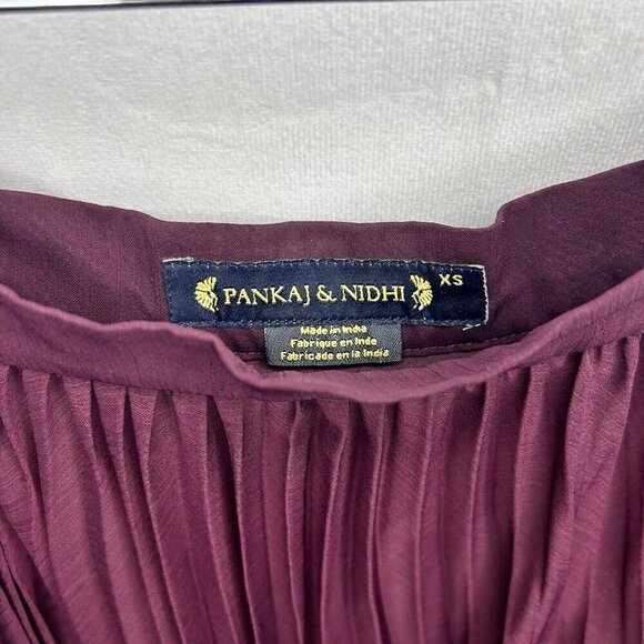 Anthropologie Pankaj & Nadhi Deep Purple Wine Pleated Maxi Skirt Size XS India - Picture 7 of 7